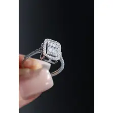 Emerald Cut Pavé Diamond Ring