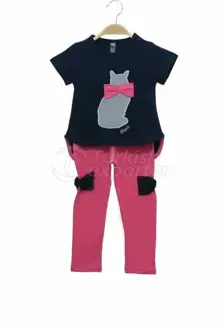 Cat Patterned Applique Tights Set  2-9 Years - 60524