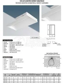Recessed Mounted Asymmetric Indirect Luminaries