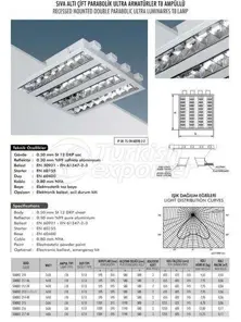 Recessed Mounted Double Parabolic Ultra Luminaries T8 Lamp