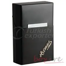 Алюминиевый портсигар черный с росписью Ататюрка