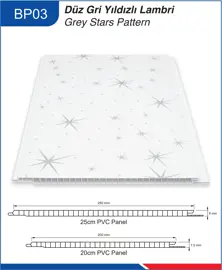 BP03 GREY STARS PATTERN PVC لوحة السقف