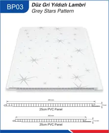 BP03 GREY STARS PATTERN PVC CEILING  PANEL