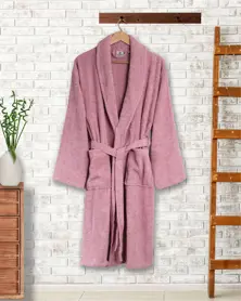 Metis Tekstil Cotton Premium Women's Bathrobe - Dried Rose