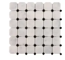 Oktagon Mozaik Muğla Beyaz Toros Siyah