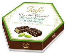 Turkish Delight Chocolate Covered with Double Roasted Pistachio Gift Carton Box 175g - 808 code