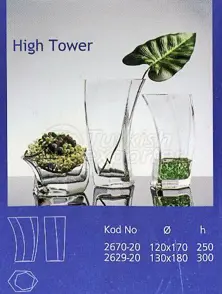 مزهرية البرج العالي الزجاجية
