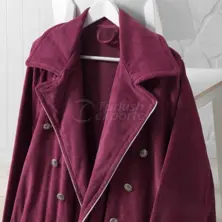 Velvet Jacket Collar Bathrobe L