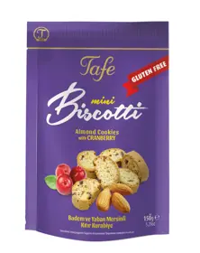 Tafe Mini Biscotti Biscuits Croustillants aux Amandes et Canneberges - Sans Gluten 150g - code 373