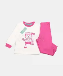 Cat Printed Baby Pajamas 0-4 Yas -50115