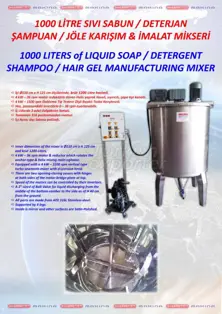 500 - 5000 Liters of SHAMPOO MIXERS