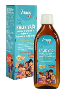Vitago Kids Balık Yağı Omega 3 Vitamin A D3 E K2 İçeren 150 ml Şurup