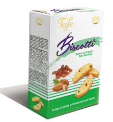 Biscuits croustillants Tafe Biscotti aux amandes et aux raisins secs 120g - code 353