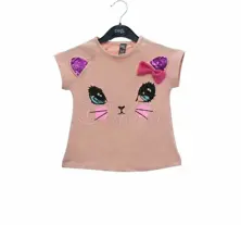 Cat Face Printed T-Shirt 2-9 Years -60535