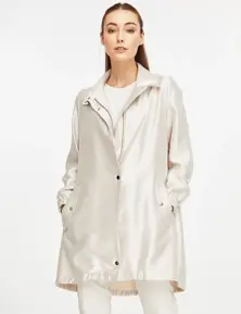 Snap Closure Stand Up Collar Trench Coat Stone
