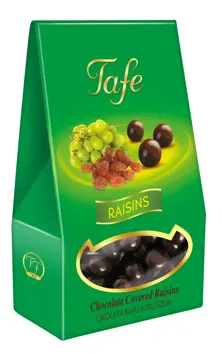 Raisins enrobés de chocolat amer Tafe 65gr - code 1166