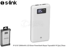 Chargeur de batterie portable blanc Powerbank S-link IP-G18 12000mAh LCD Display