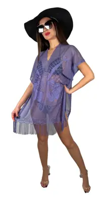 Women's Pareo Comfortable and Stylish Beach Dress Butterfly Pattern - Lavender
