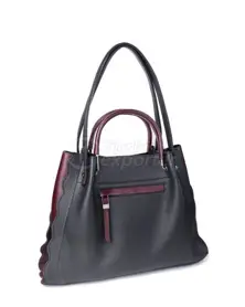 Beta Leather Women's Bag-Black-Bordo - 87-2599-055