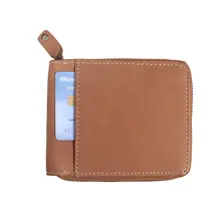Genuine leather round zipper wallet