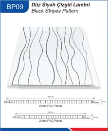 BP09 BLACK STRIPES PATTERN PVC CEILING PANEL