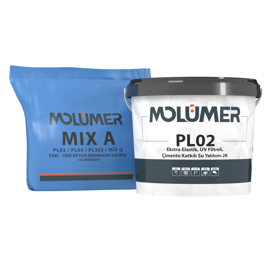 PL02 / ULTRA ELASTIC , HIGH UV RESISTANT , CEMENT BASED WATERPROOFING , 2 COMPONENT