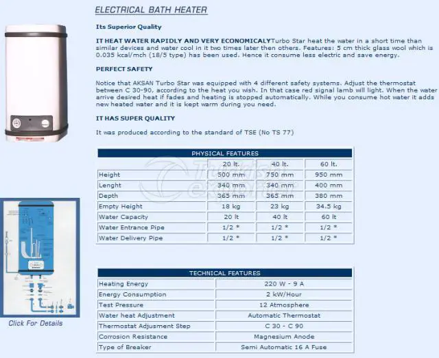 WH Electrical Bath Heater