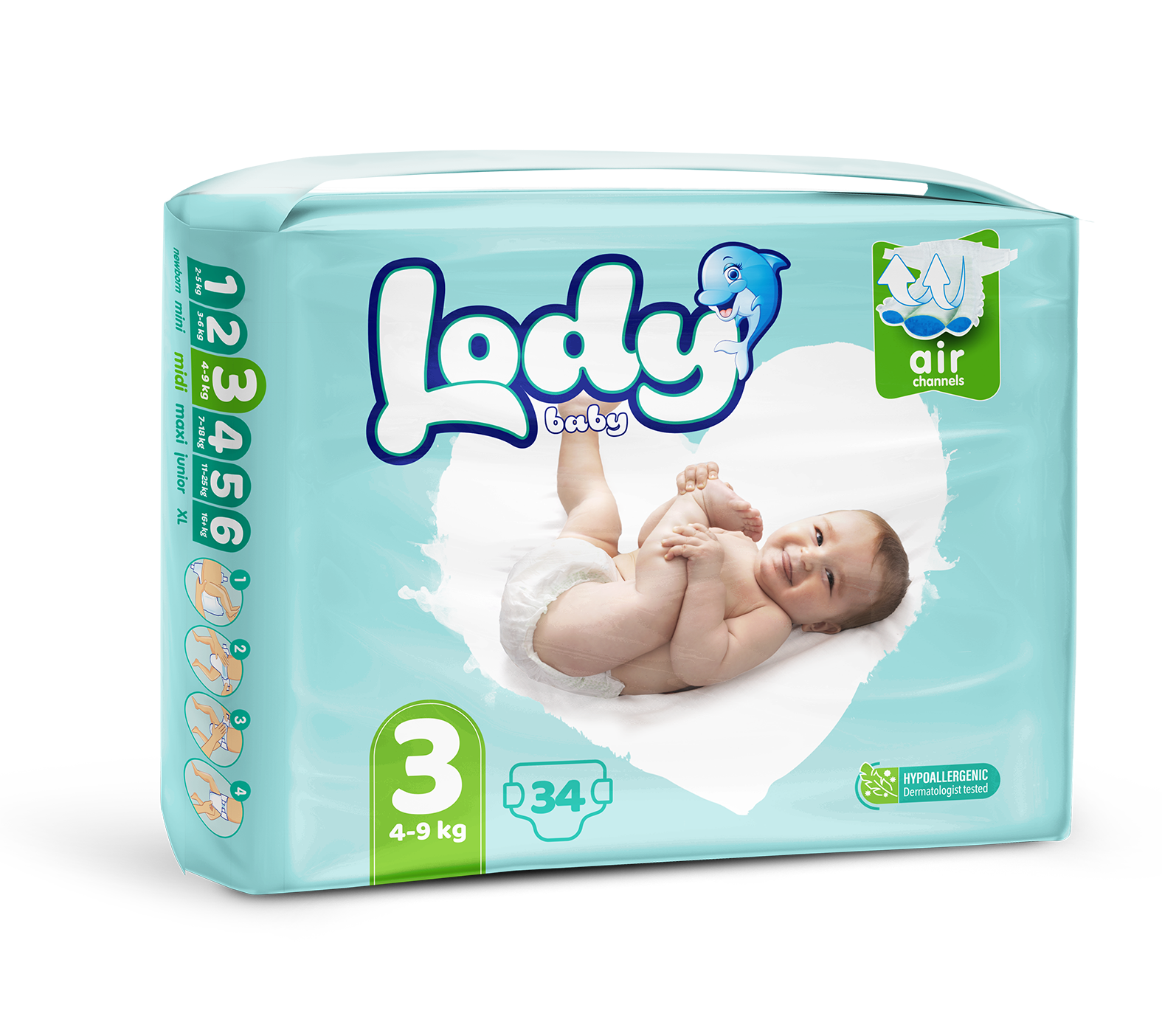 LODY AIR MIDI (4-9 Kg.) 34 X 5 ECO PACK