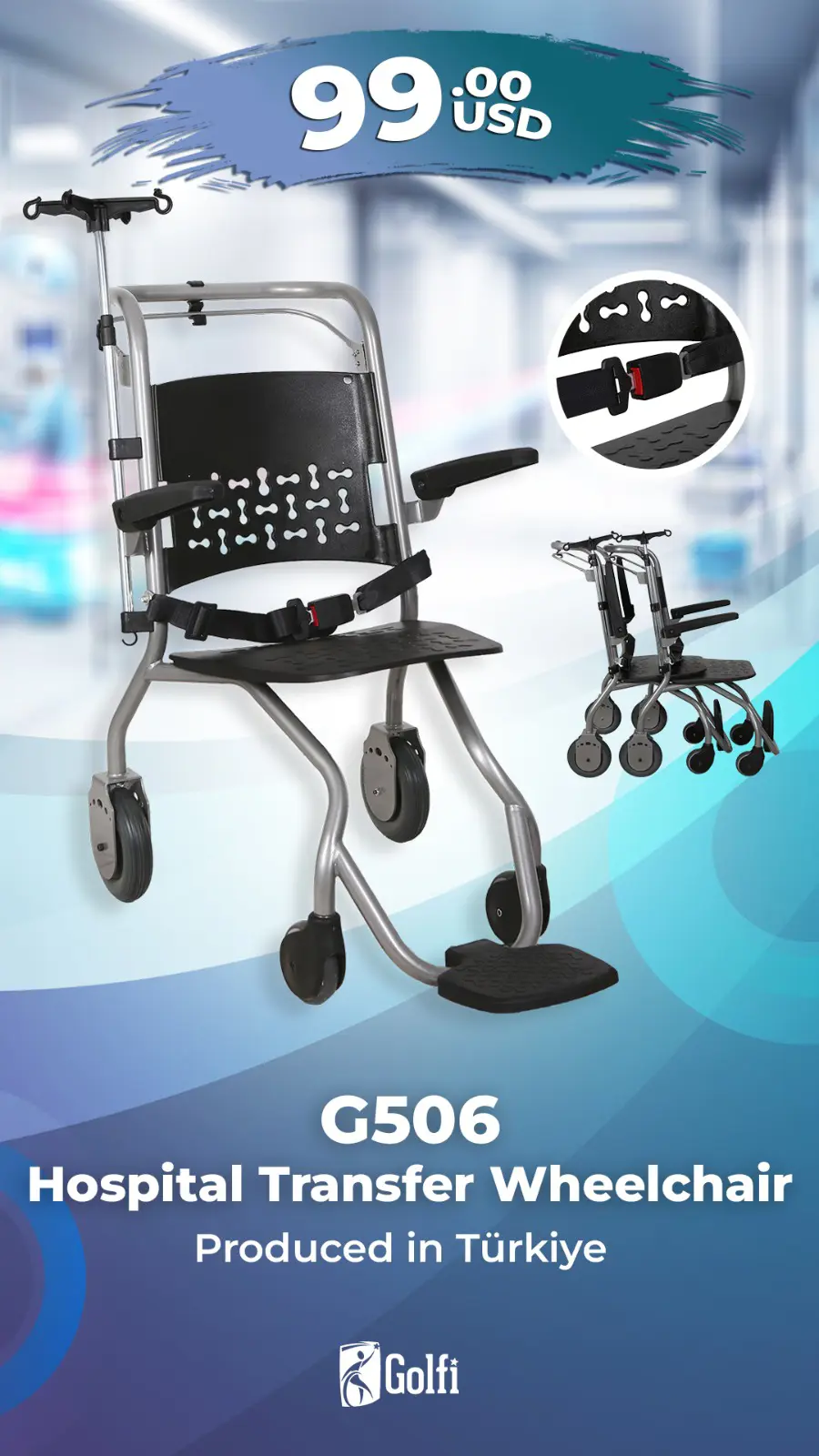 Hospital Transport Wheelchair