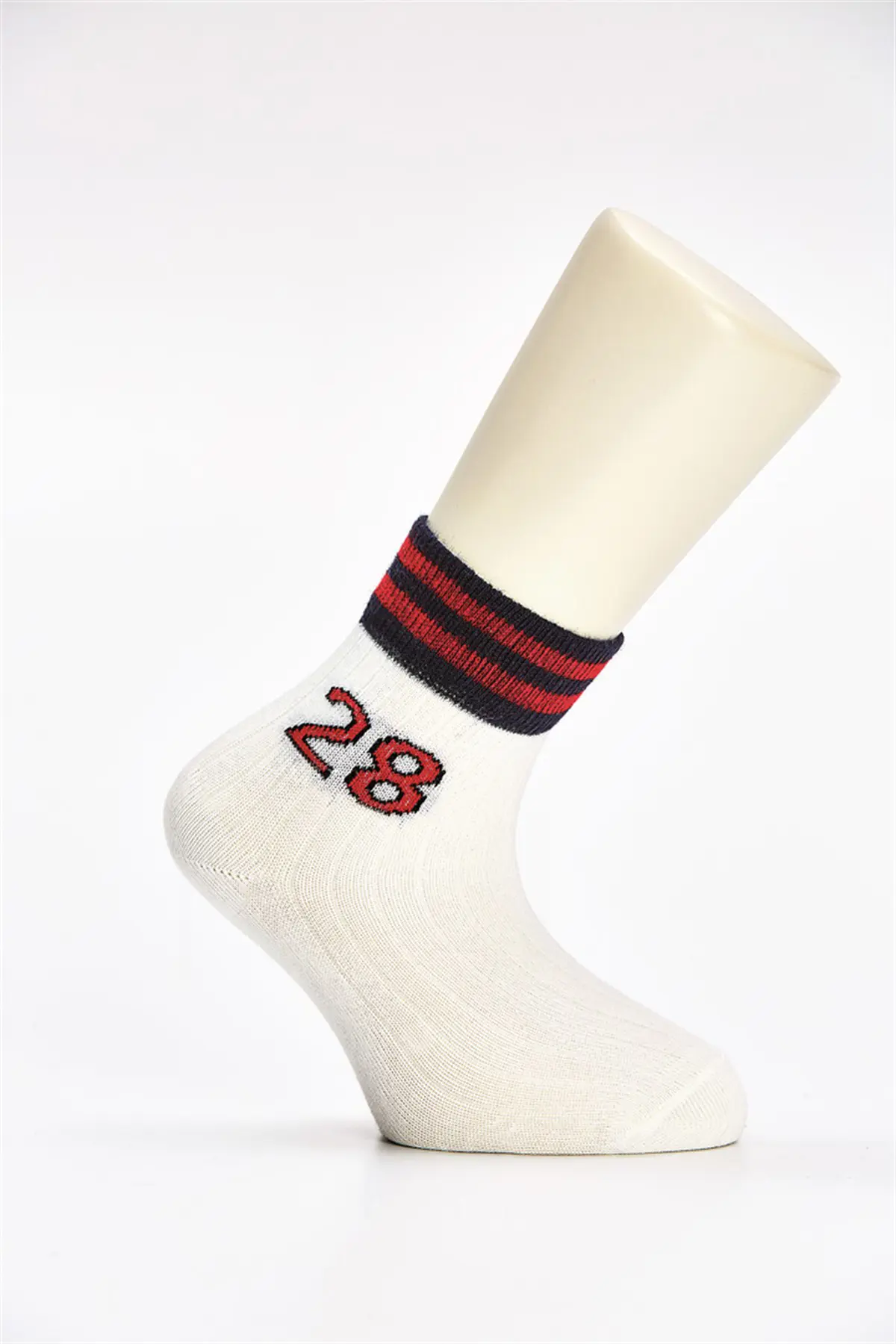 Number Printed Half Crew Socks in White for Boys