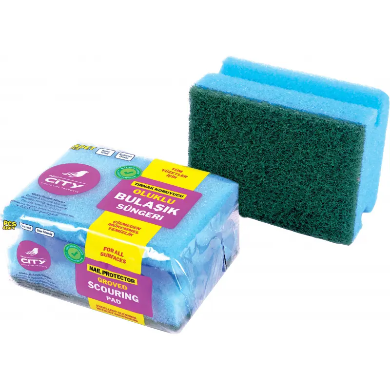 Grooved Scouring Sponge