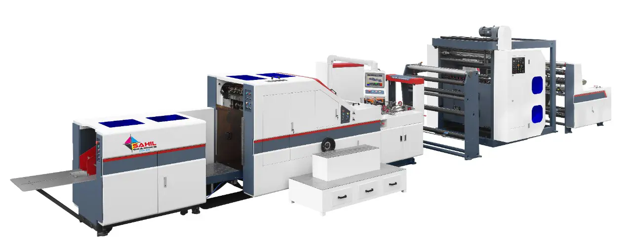 آلة صنع الأكياس الورقية السفلية ذات اللونين مع طباعة عبر الإنترنت (SBM - 360C / 460C)