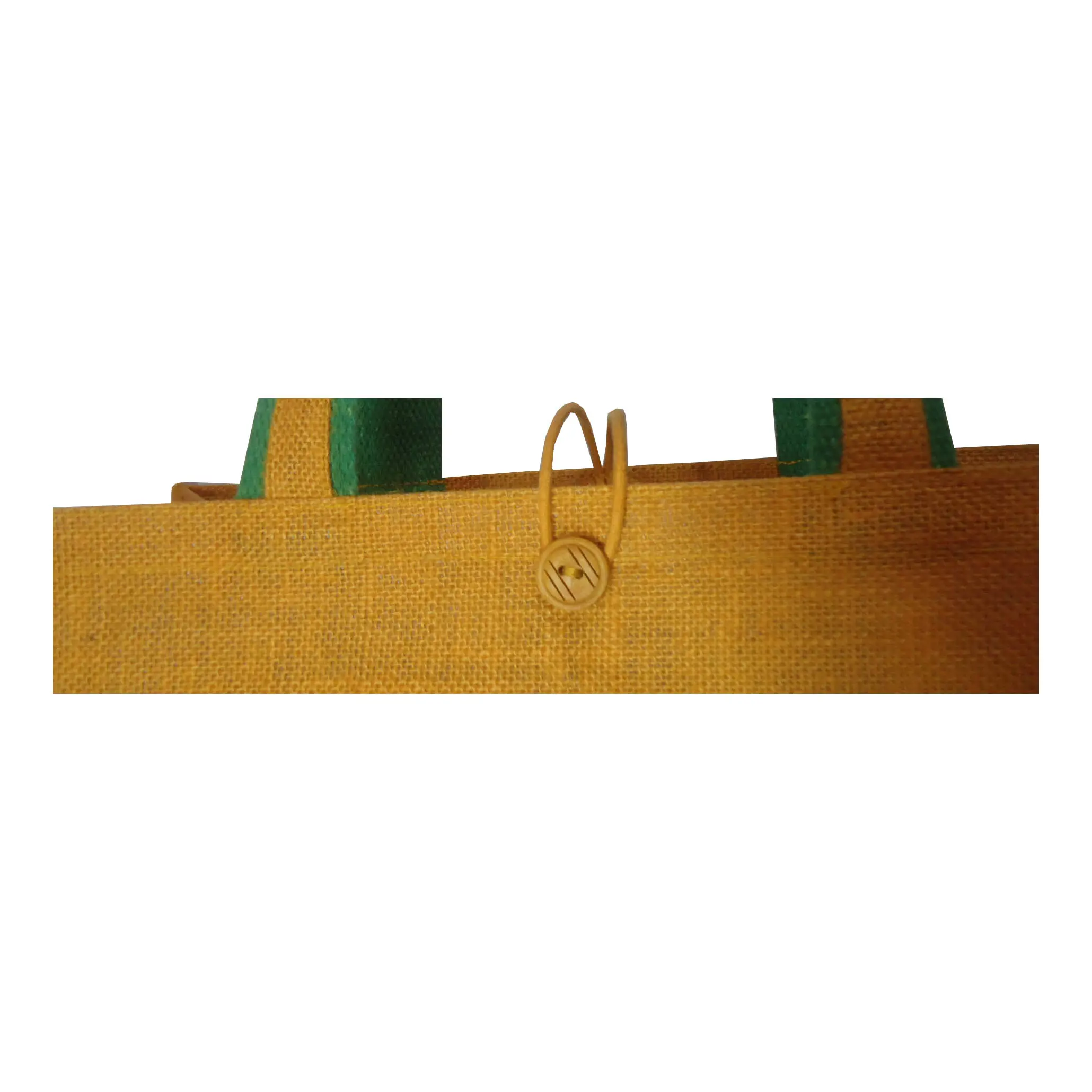 Sac en jute laminé PP avec poignée en toile de coton garnie de jute et fermeture à bouton