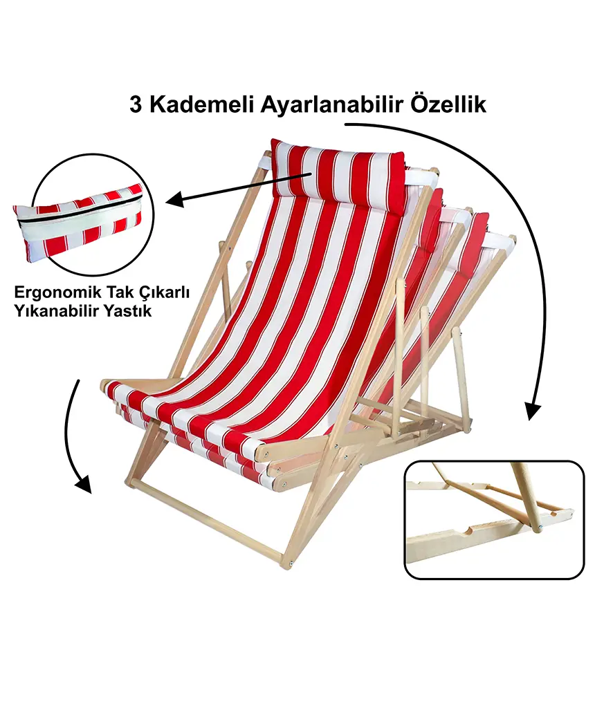 Ahşap Şezlong Bahçe Balkon Plaj Şezlongu