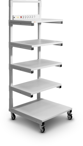 Metal shelving units