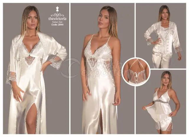 Cotton-Satin Night and Morning Gown 2044