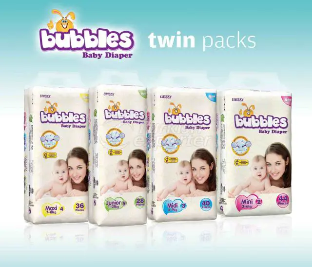 BUBBLES BABY DIAPERS *TWIN*