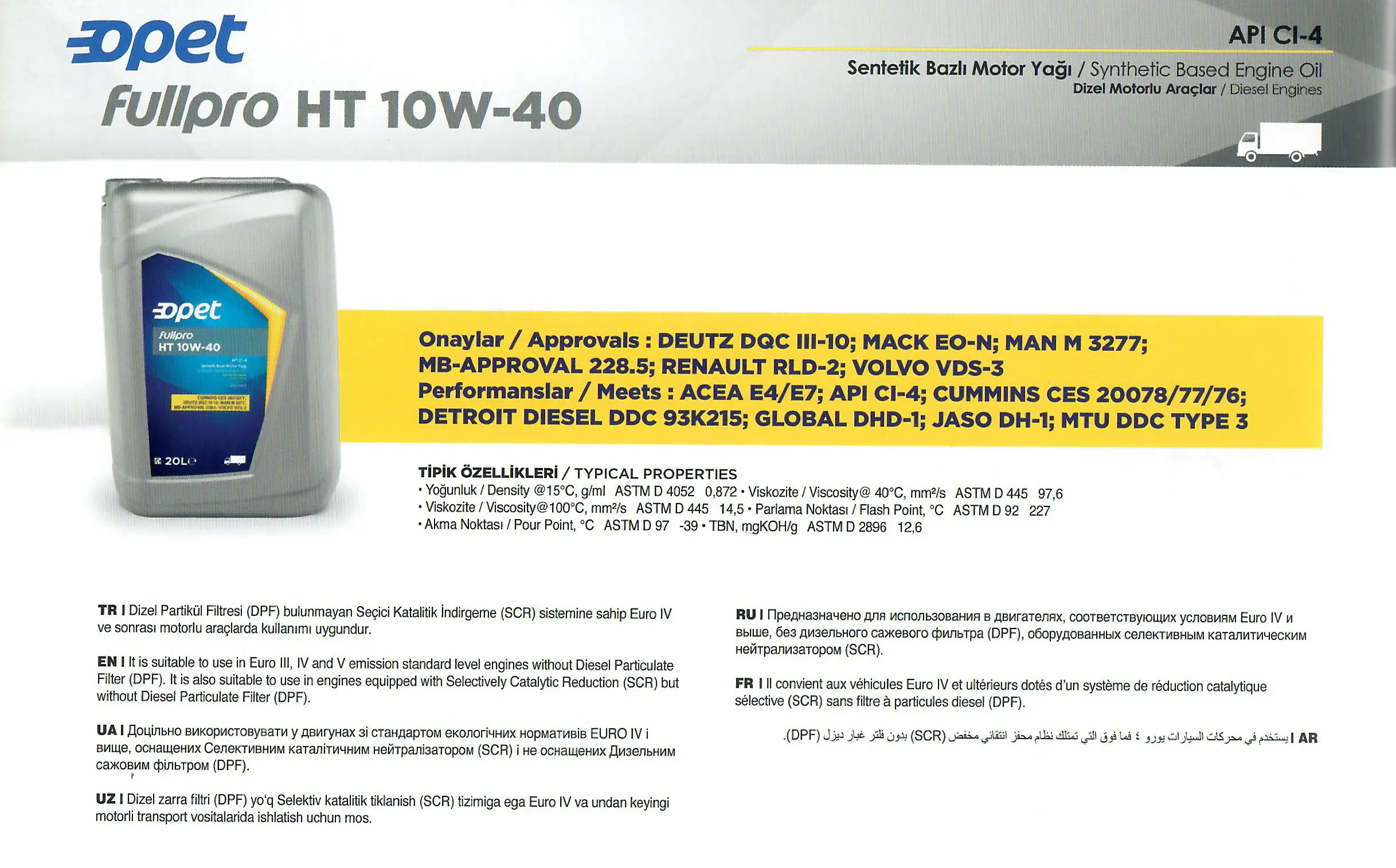 Engine Oil 10W-40-Opet Fuchs Madeni Yag A. S.