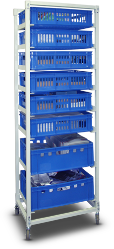 Metal shelving units