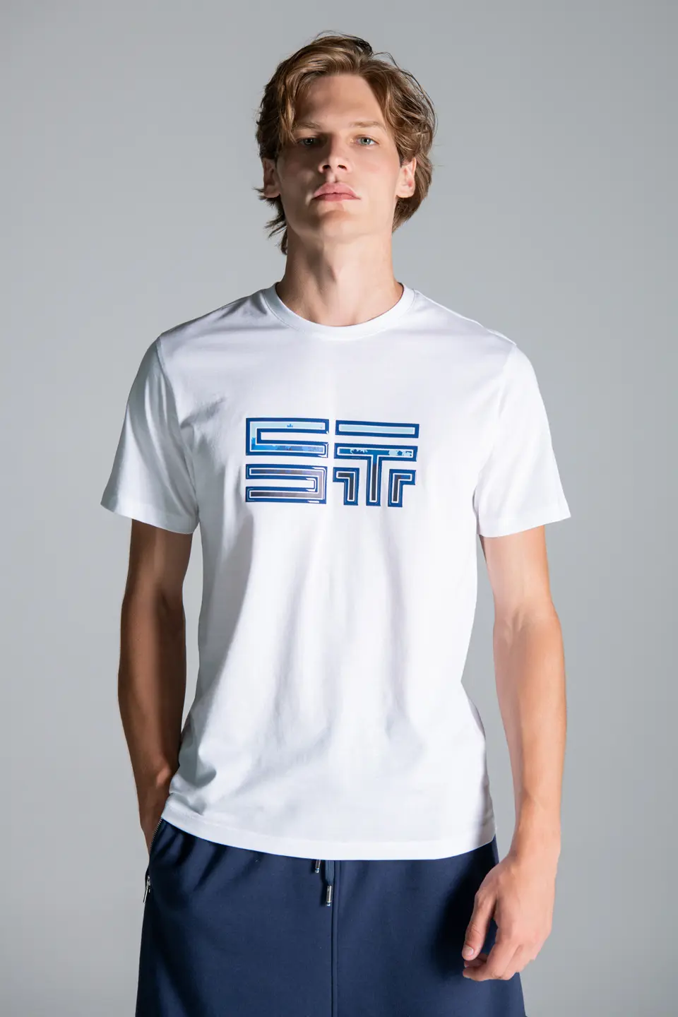 ST MONOGRAM GEL PRINT DETAILED TSHIRT 