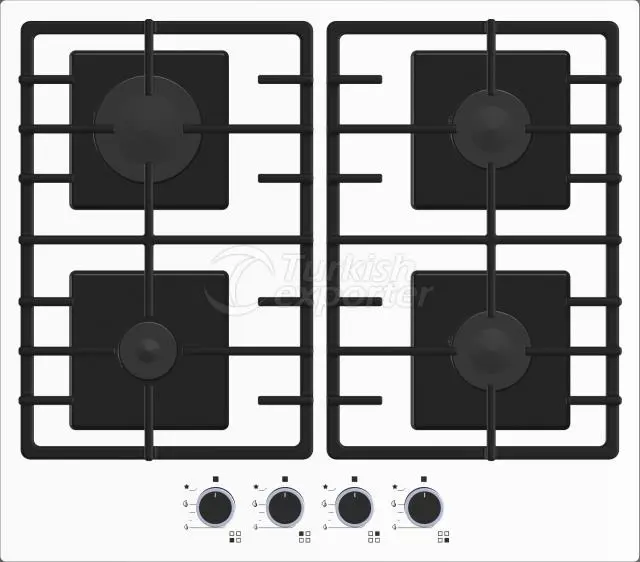 Front Control White Glass Hob