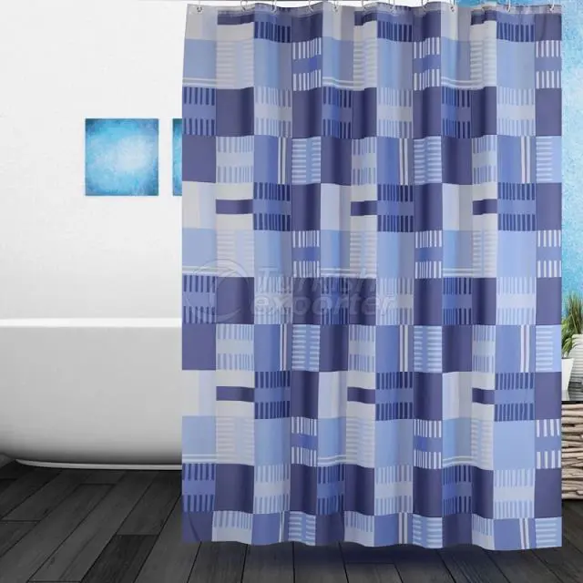 Shower Curtain PEVA Navy Square